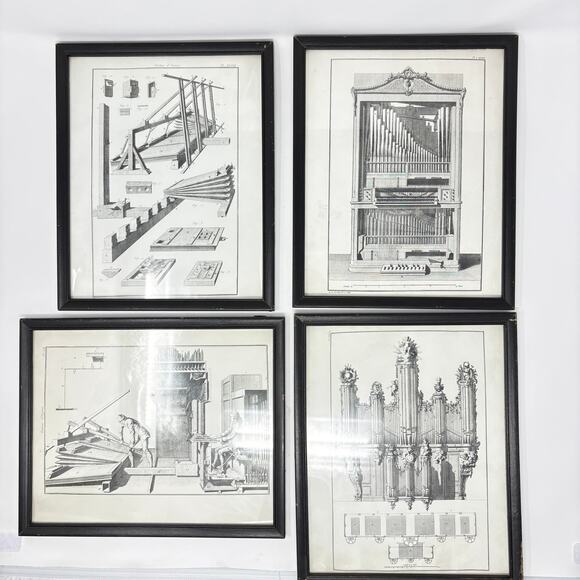 Set of 4 Framed Prints 1862 Orchestrion Prints From The Art of Organ Building - Picture 1 of 10